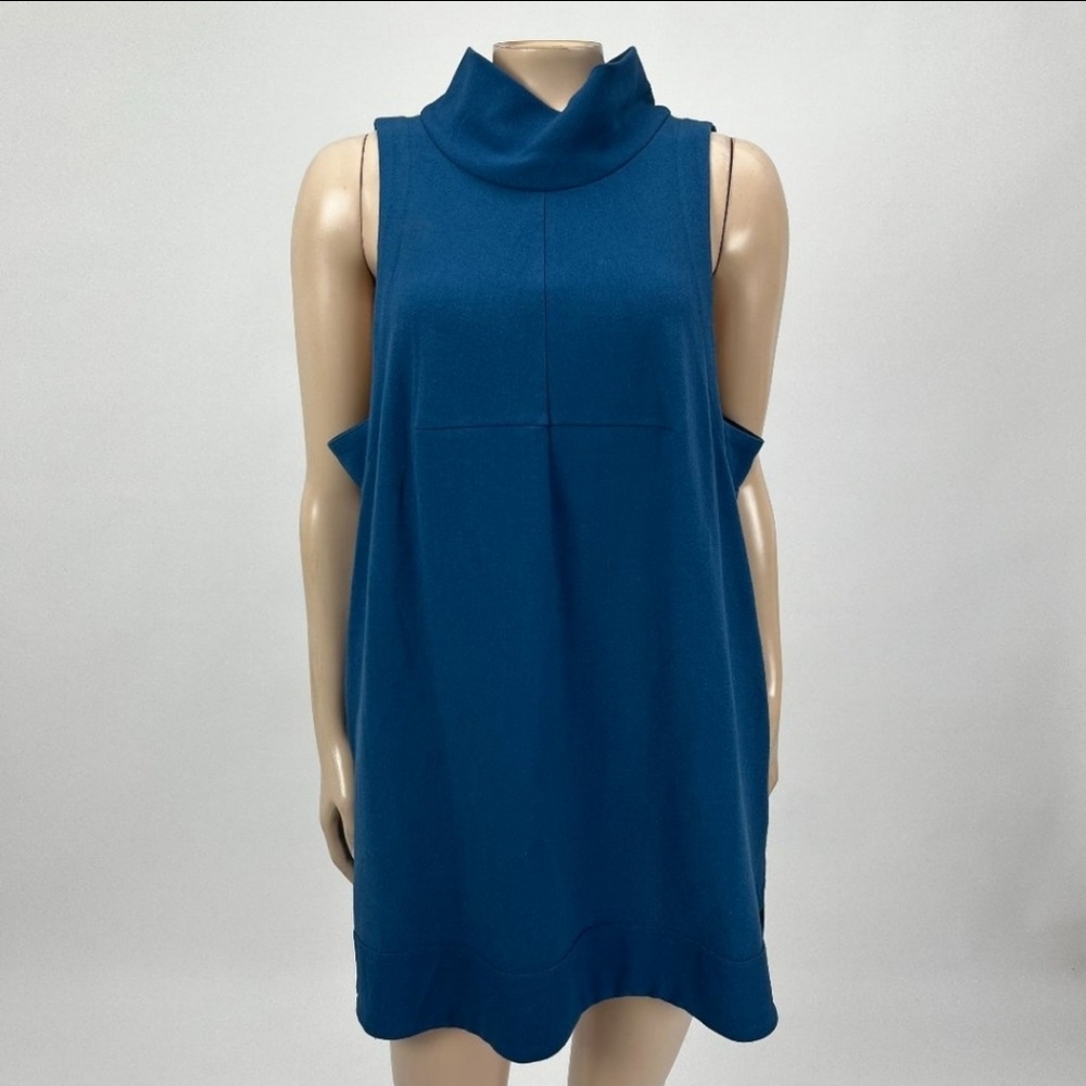 Free People Mustard Peephole Mini Tunic Dress Sleeveless Pockets - size Medium - Picture 3 of 11